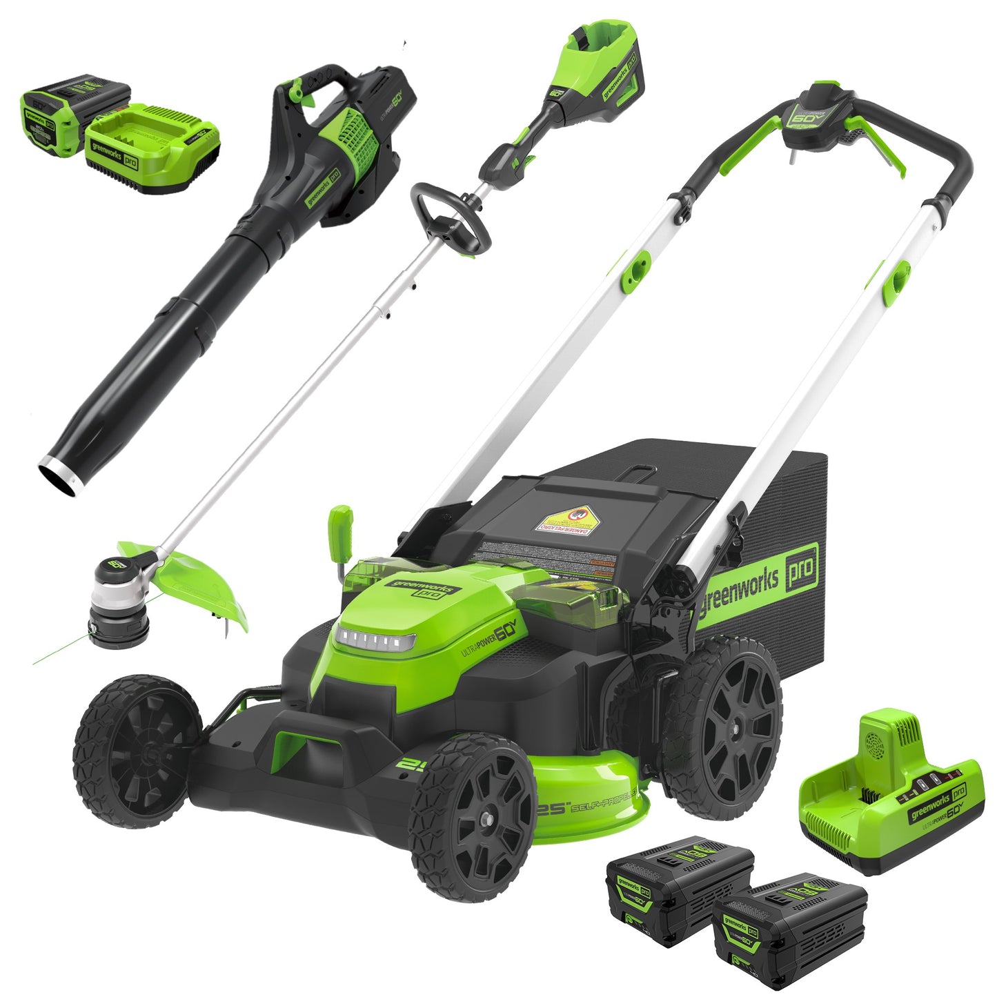 60V 25" Cordless Battery SP Mower Combo Kit w/ String Trimmer and Blower